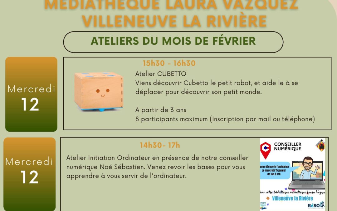 Activités Médiathèque Laura VAZQUEZ Février