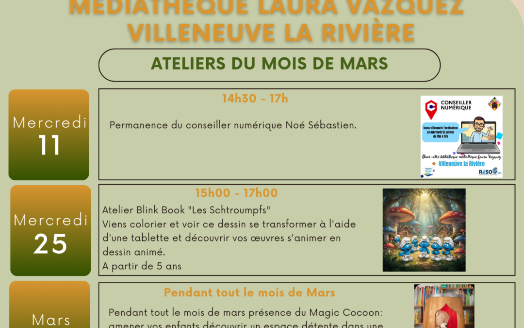 Activité Médiathèque Mars 2026